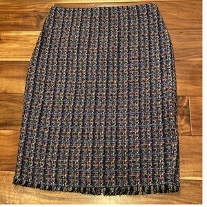 Ann Taylor Navy Multicolor Tweed Pencil Skirt Size 4 New without Tags